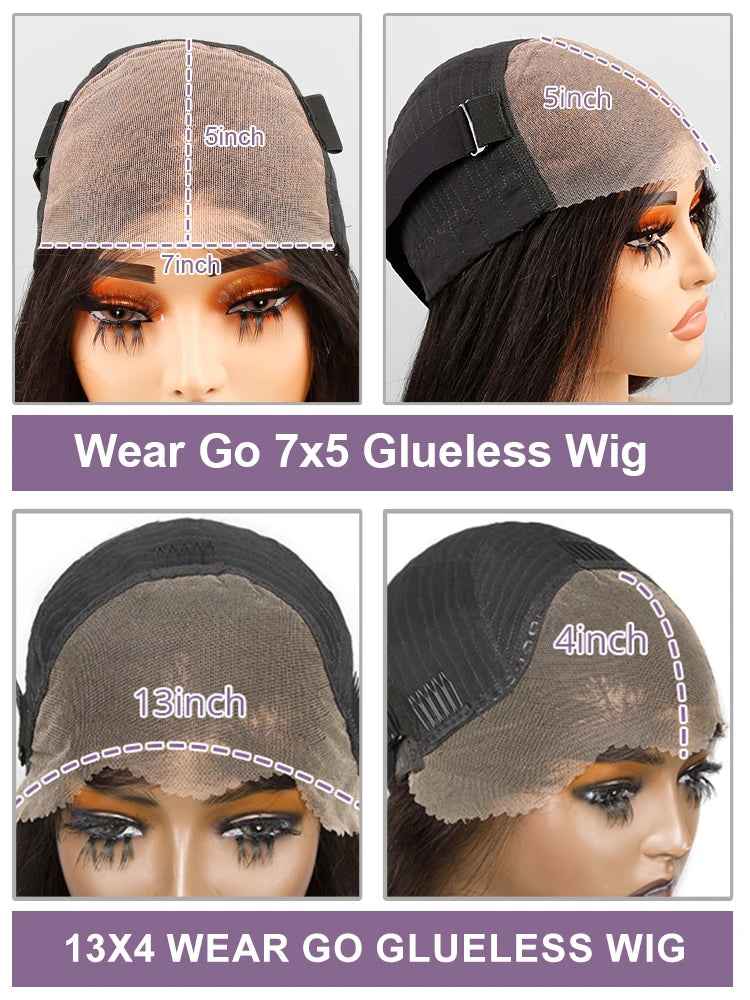 Straight Glueless 13x4 Lace Front Wigs Pre Cut Lace Human Hair Wigs Ready To Wear 7x5 Preplucked Hairline 250 Density For Women