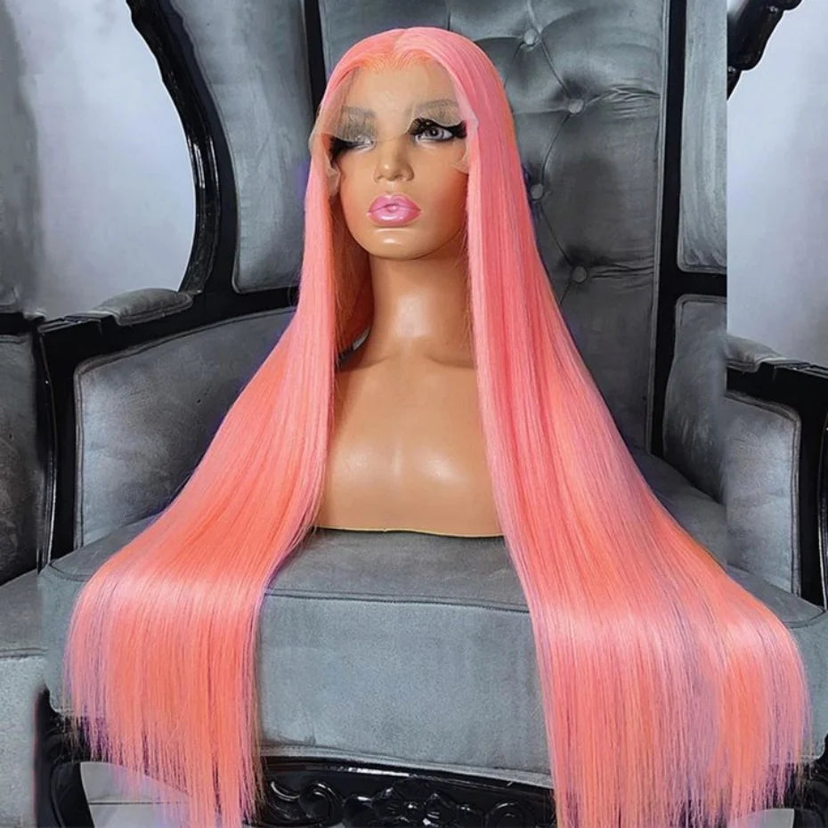 Short Bone Straight Pink Lace Front Wig Transparent 13x6 Brazilian 313 Blonde Lace Frontal Wigs for Women