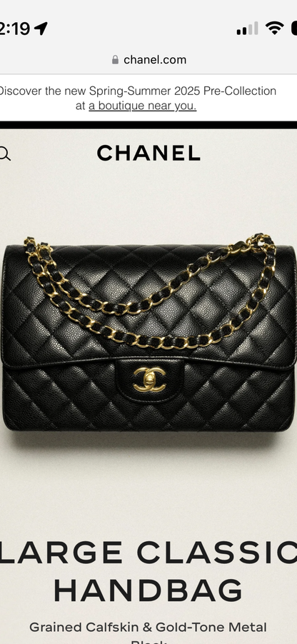 CHANEL LARGE CLASSIC
HANDBAG
Grained Calfskin & Gold-Tone Metal