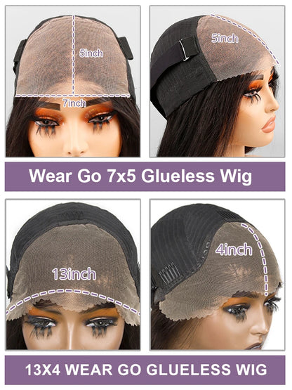Straight Glueless 13x4 Lace Front Wigs Pre Cut Lace Human Hair Wigs Ready To Wear 7x5 Preplucked Hairline 250 Density For Women