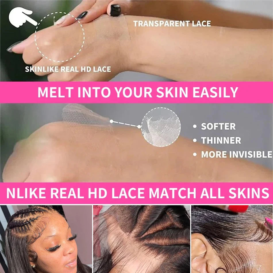 Body Wave 13x4 HD Transparent Lace Frontal Wigs Human Hair 30 Inch Brazilian Wavy Lace Front Bleached Wigs Human Hair For Women