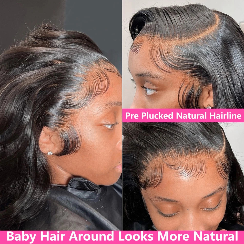 Body Wave 13x4 HD Transparent Lace Frontal Wigs Human Hair 30 Inch Brazilian Wavy Lace Front Bleached Wigs Human Hair For Women