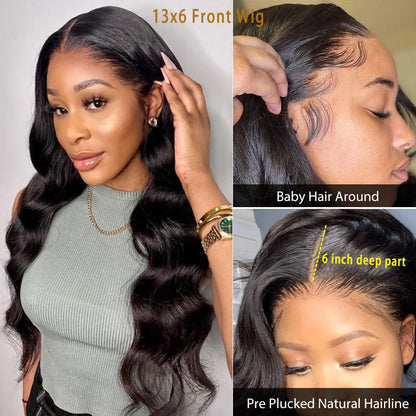 Body Wave 13x4 HD Transparent Lace Frontal Wigs Human Hair 30 Inch Brazilian Wavy Lace Front Bleached Wigs Human Hair For Women