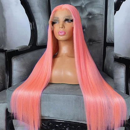 Short Bone Straight Pink Lace Front Wig Transparent 13x6 Brazilian 313 Blonde Lace Frontal Wigs for Women