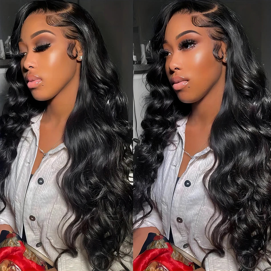 Body Wave 13x4 HD Transparent Lace Frontal Wigs Human Hair 30 Inch Brazilian Wavy Lace Front Bleached Wigs Human Hair For Women