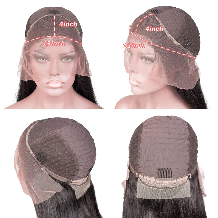 Body Wave 13x4 HD Transparent Lace Frontal Wigs Human Hair 30 Inch Brazilian Wavy Lace Front Bleached Wigs Human Hair For Women
