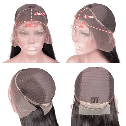 Body Wave 13x4 HD Transparent Lace Frontal Wigs Human Hair 30 Inch Brazilian Wavy Lace Front Bleached Wigs Human Hair For Women