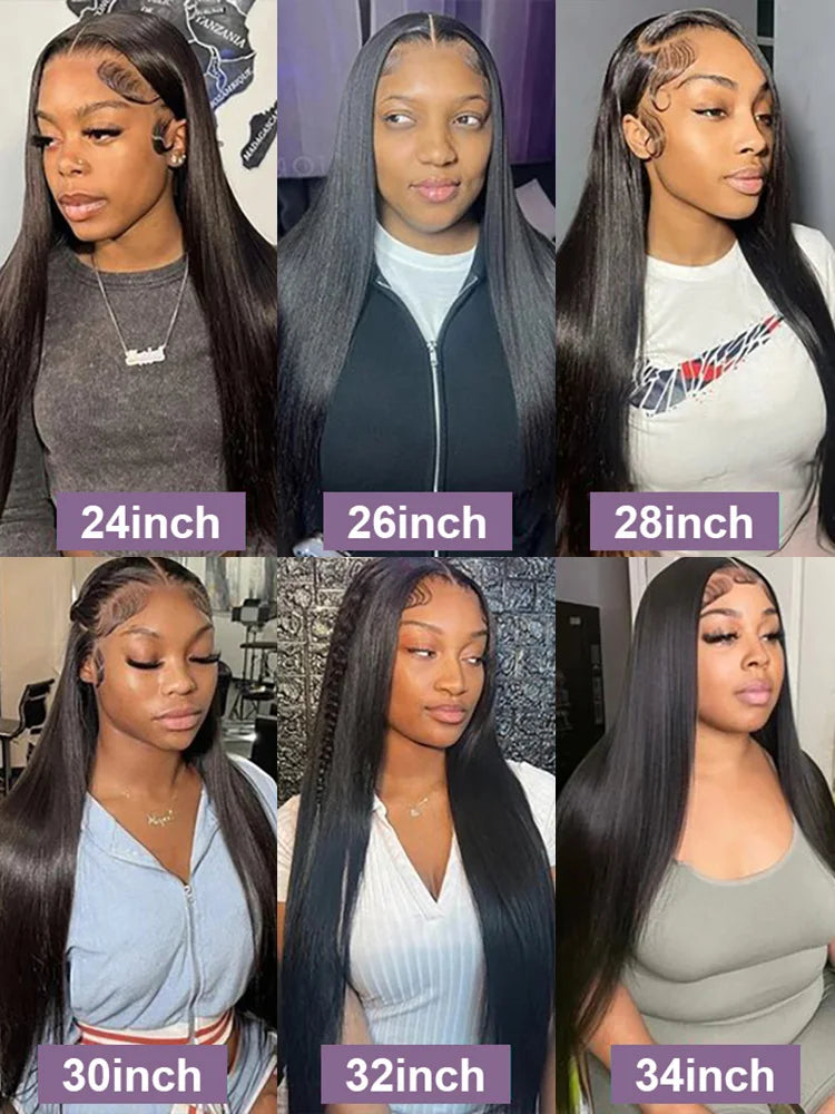 Straight Glueless 13x4 Lace Front Wigs Pre Cut Lace Human Hair Wigs Ready To Wear 7x5 Preplucked Hairline 250 Density For Women